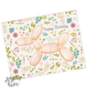 cute floral balloon animal birthday card