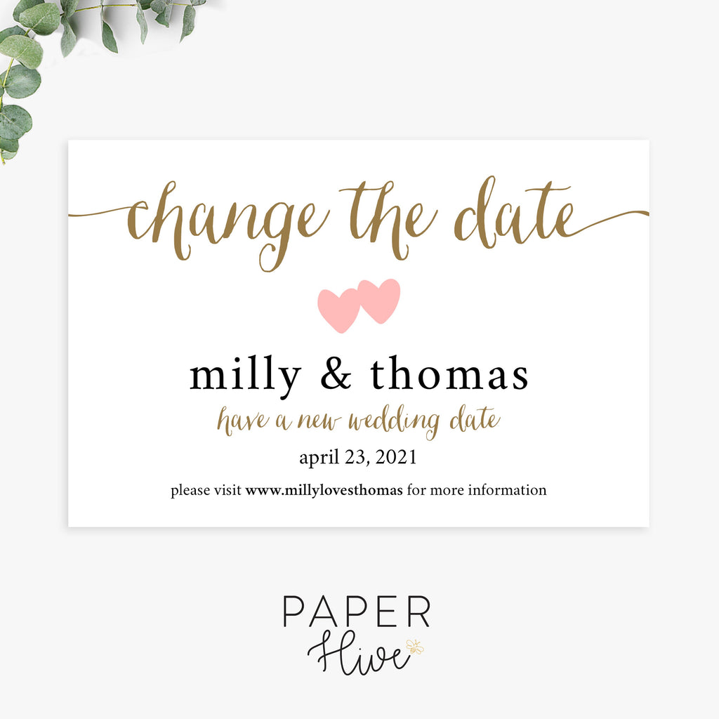 change the date wedding cards
