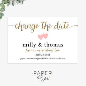 change the date wedding cards
