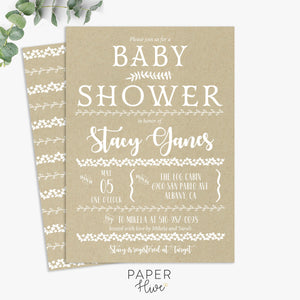 rustic floral baby shower invitations