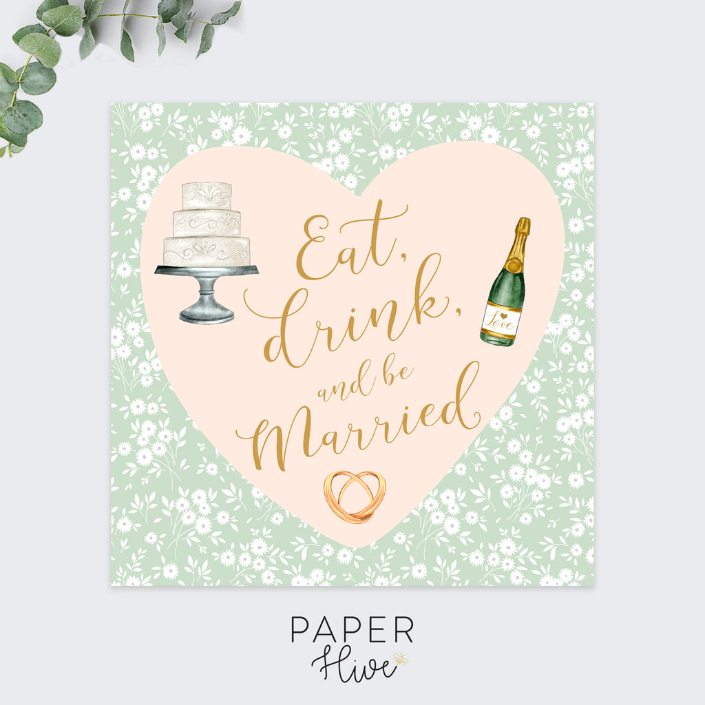 eat drink and be married greeting cards / wedding congratulations card / marriage greeting / spring wedding
