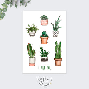 cute succulents thank you cards / plant thank you card set / thank you notecards / 10 pack set