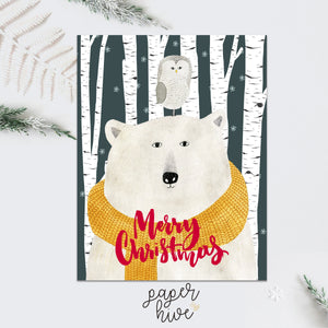Polar bear Christmas card set