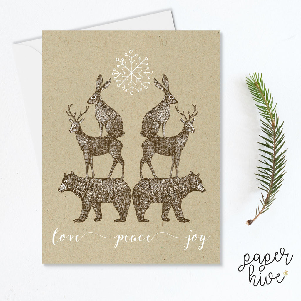 Woodland Critters Christmas card set