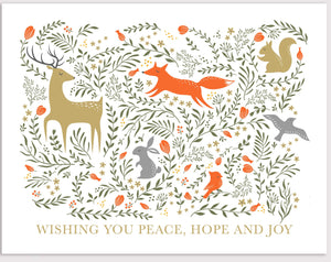 Woodland animals holiday card set