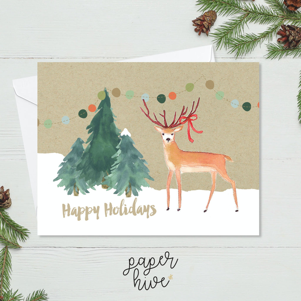 Happy Holidays Reindeer card set