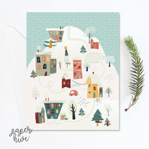 Winter Village Holiday card set