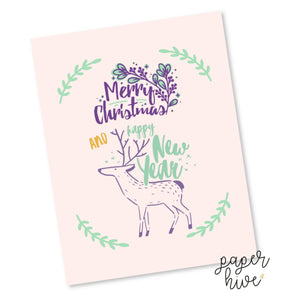 cute reindeer merry christmas and happy new year cards