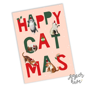 Happy Catmas card set