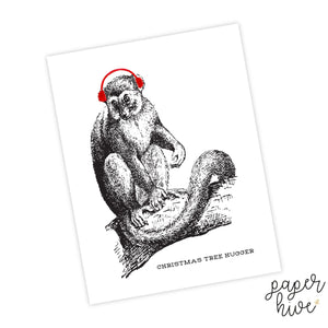 christmas tree hugger holiday card