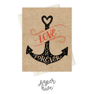love you forever anchor card, love and friendship cards, love greeting card, friendship card
